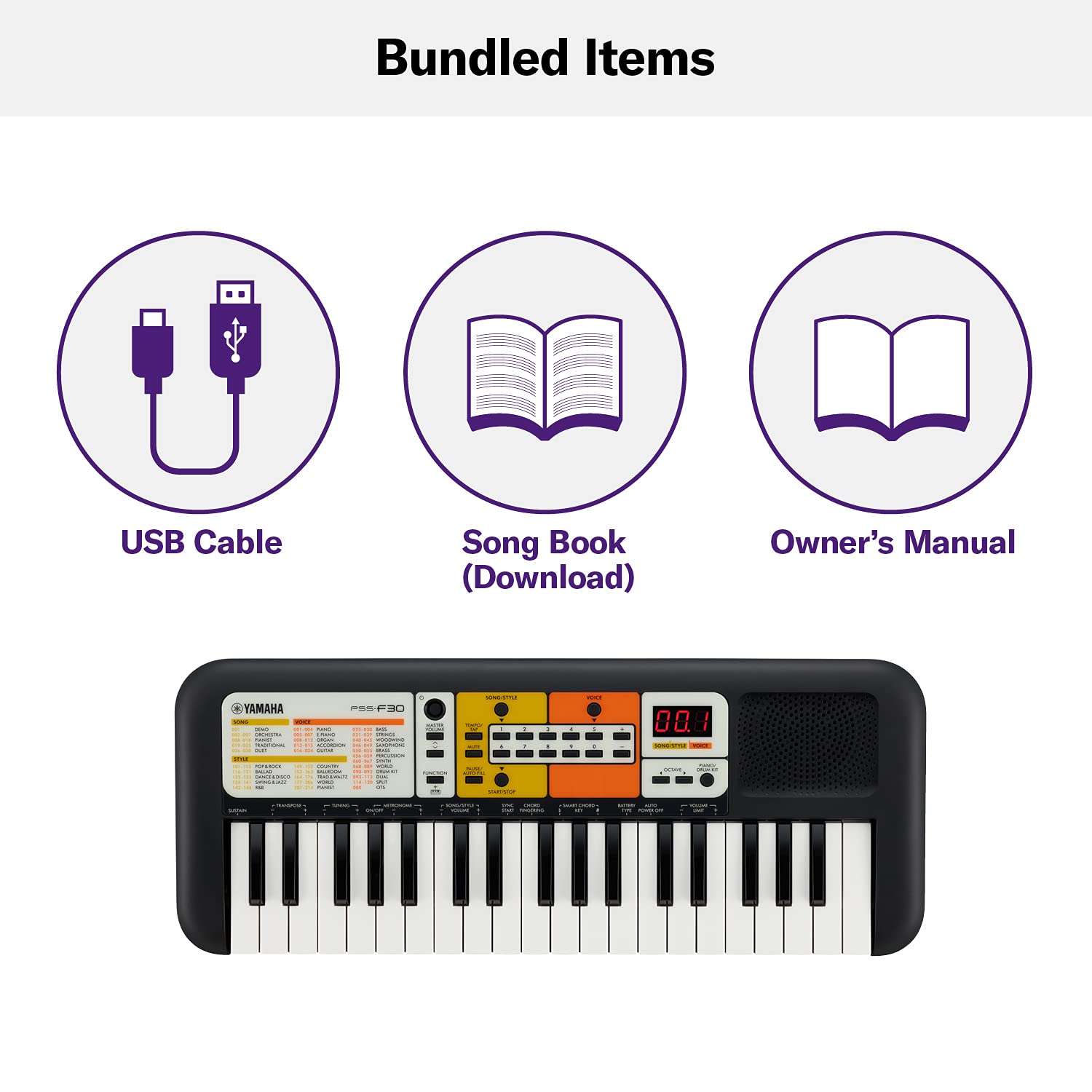 Yamaha PSS-F30 Portable Mini Keyboard – 37 Keys - Black - Deccan Retail