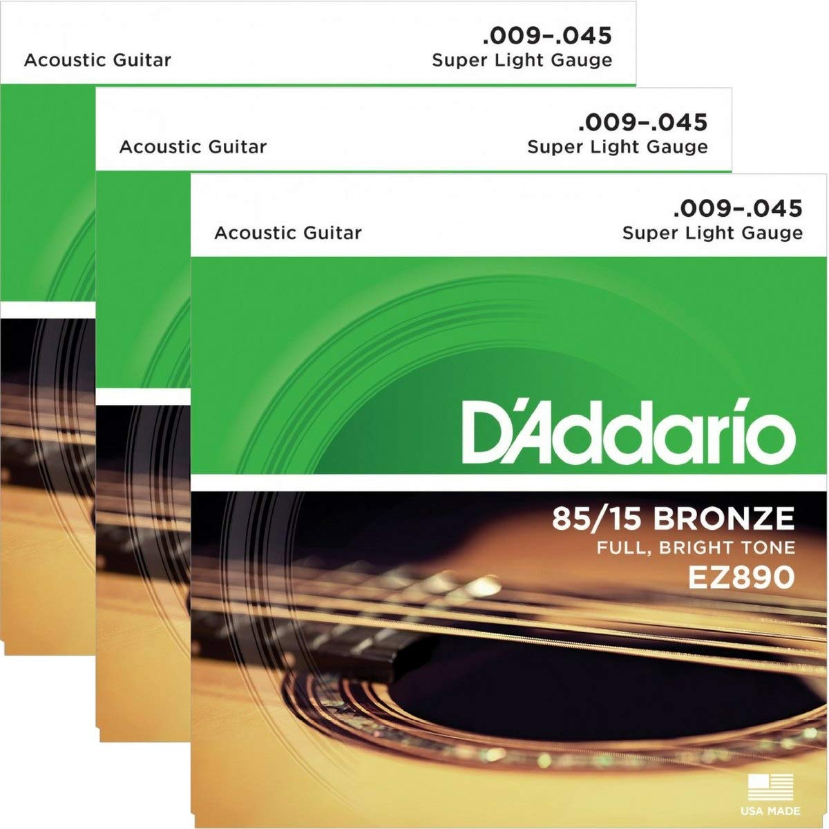 D'Addario EZ890 Bronze Superlight Acoustic Guitar Strings 3 Pack - Deccan Retail