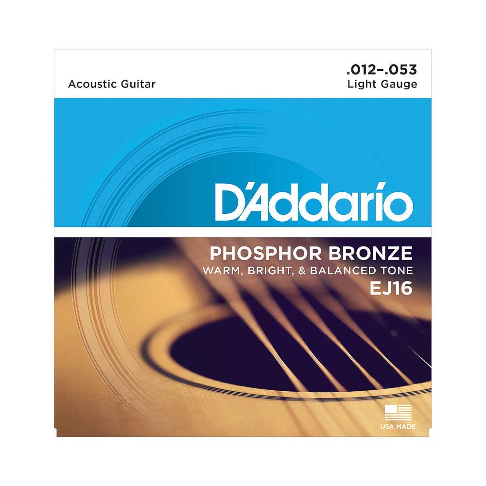 D'Addario EJ16 Phosphor Bronze Acoustic Guitar Strings Light 12-53 (2 Pack) - Deccan Retail