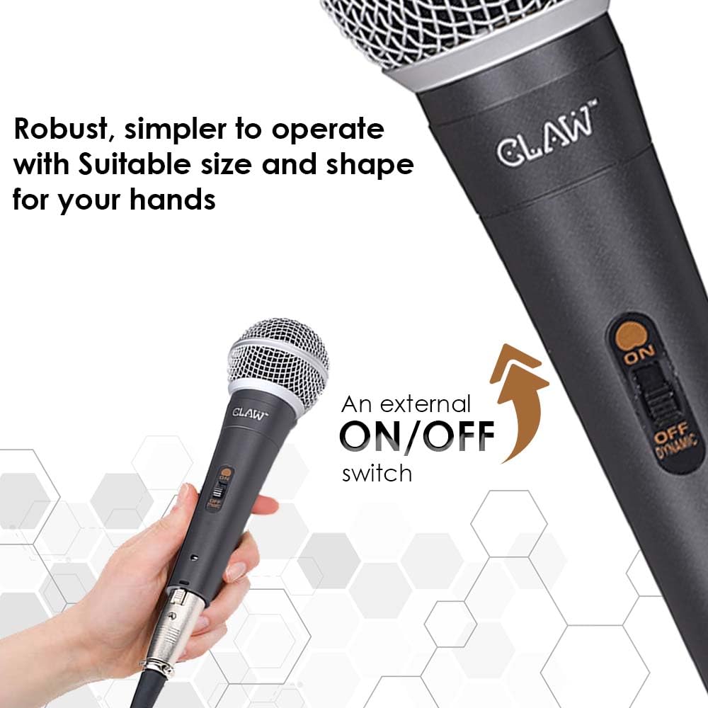 CLAW Raag MI58 Dynamic XLR Karaoke Wired Handheld Microphone with 16.4Ft Cable - Deccan Retail