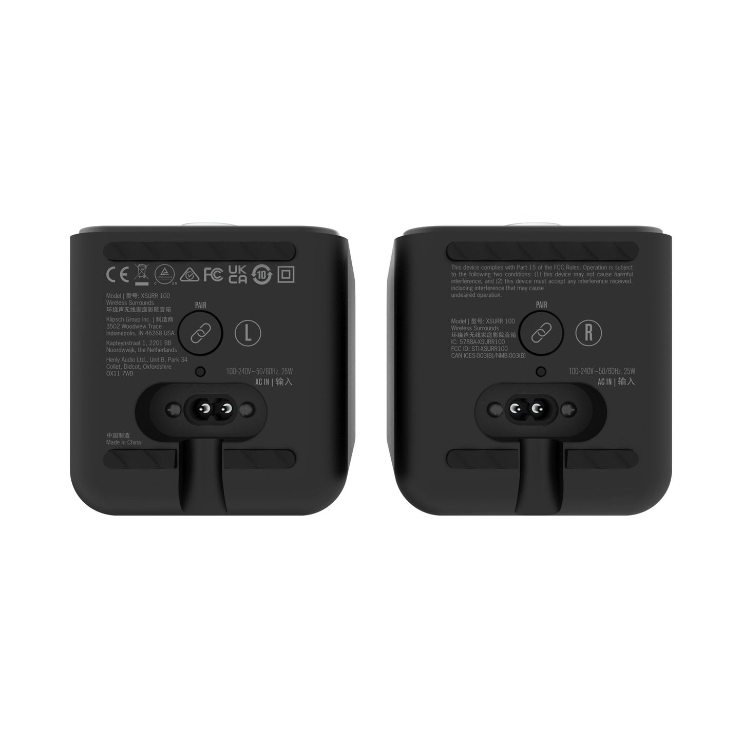 Klipsch Flexus SURR 100 Surround Sound Speakers with Immersive Dolby Atmos Technology Wall-Mountable Connect Plus App and Convenient Power Access – Black