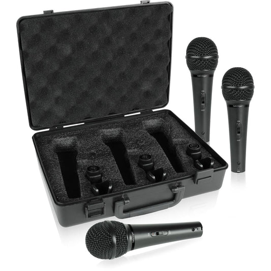 Behringer ULTRAVOICE XM1800S Dynamic Cardioid Vocal Microphones 3-Pack – Black - Deccan Retail