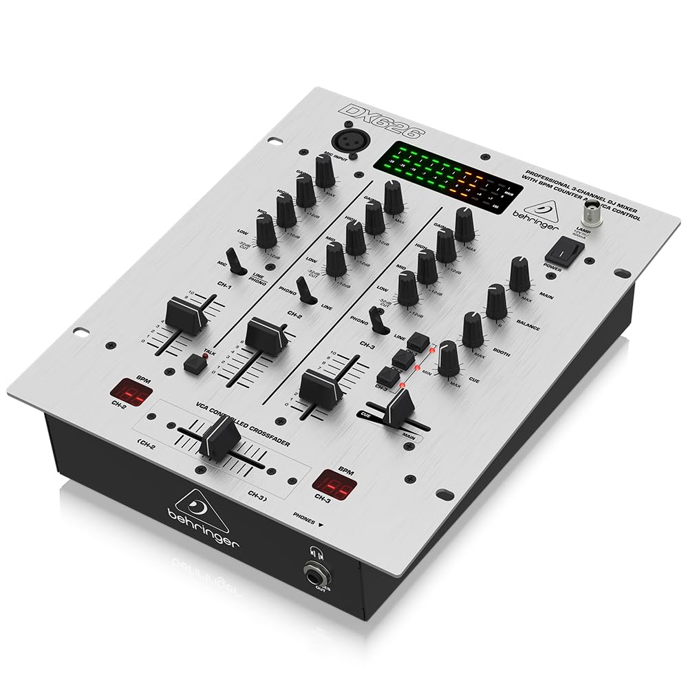 Behringer DX626 3-Channel DJ Mixer with XLR Connection – Black & White