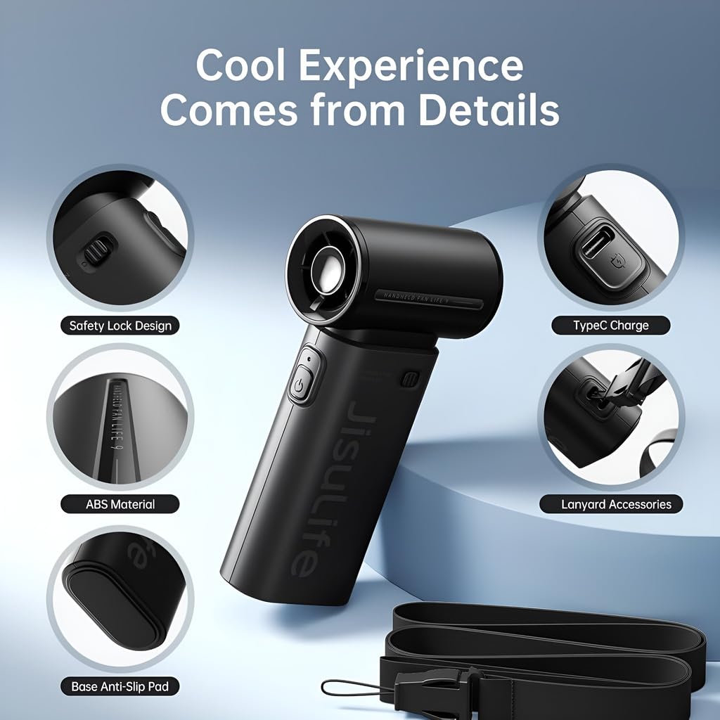 JISULIFE Life9 Handheld Fan, 3600mAh - Black - Deccan Retail