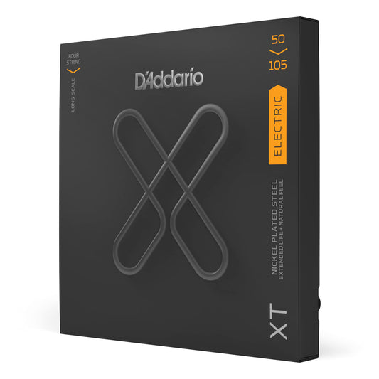 D'Addario Bass Guitar Strings, XT Coated Electric, XTB50105, Medium 50-105, 4-String Set, Pack of 1