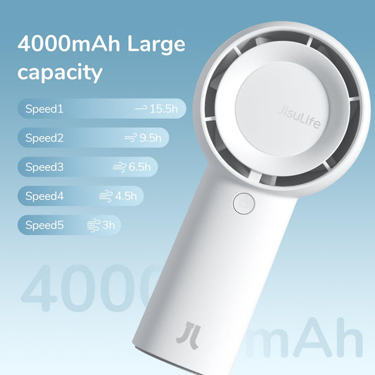 JISULIFE Life5 Plus Handheld Turbo Fan 4000mAh - White - Deccan Retail