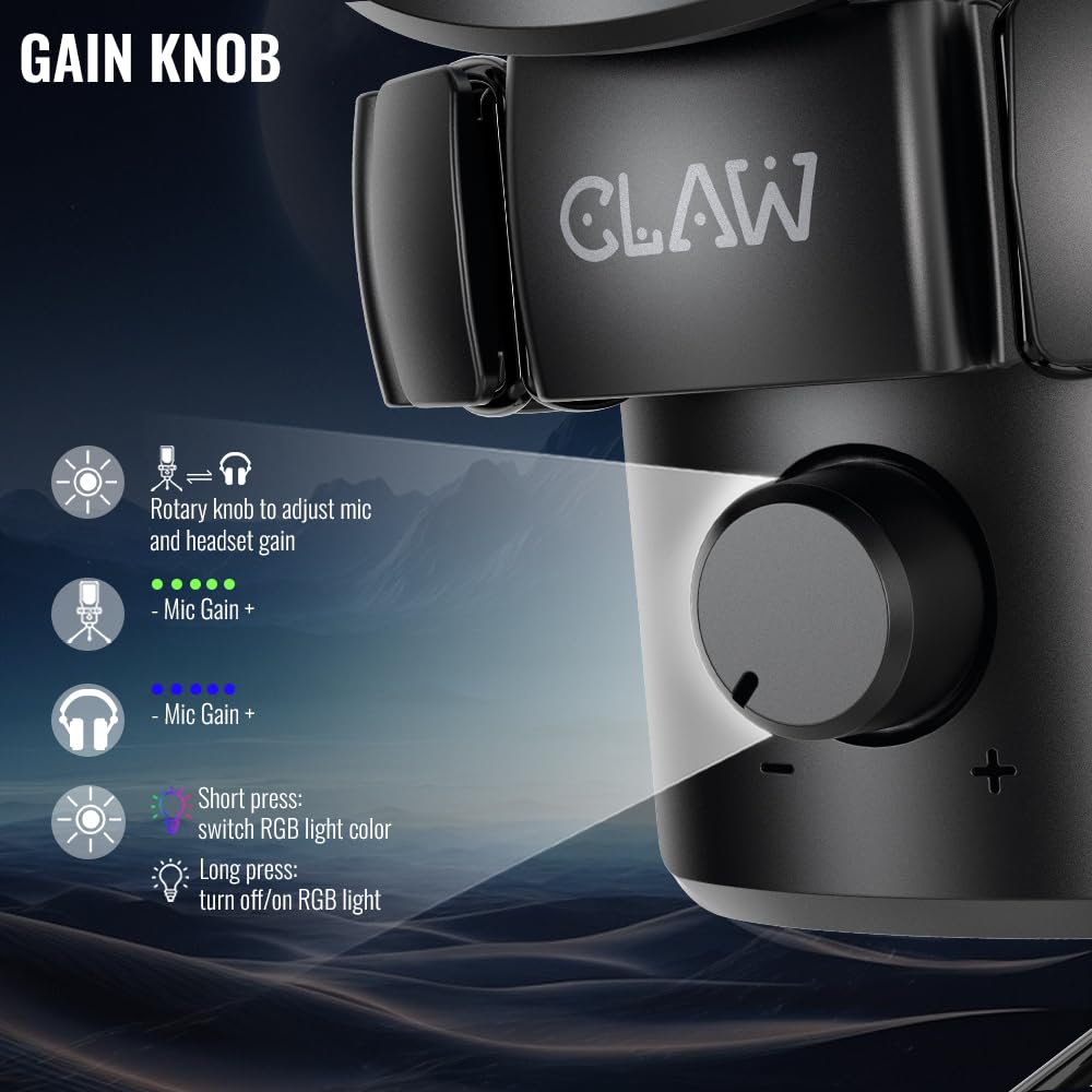 CLAW GM17 RGB Condenser Gaming Microphone with Cardioid & Tripod Stand - Deccan Retail