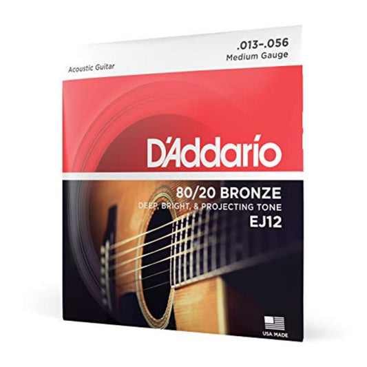 D'Addario EJ12 80/20 Bronze Acoustic Guitar Strings Medium 13-56 - Deccan Retail