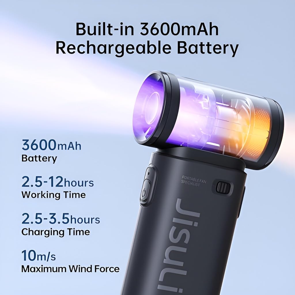 JISULIFE Life9 Handheld Fan, 3600mAh - Black - Deccan Retail