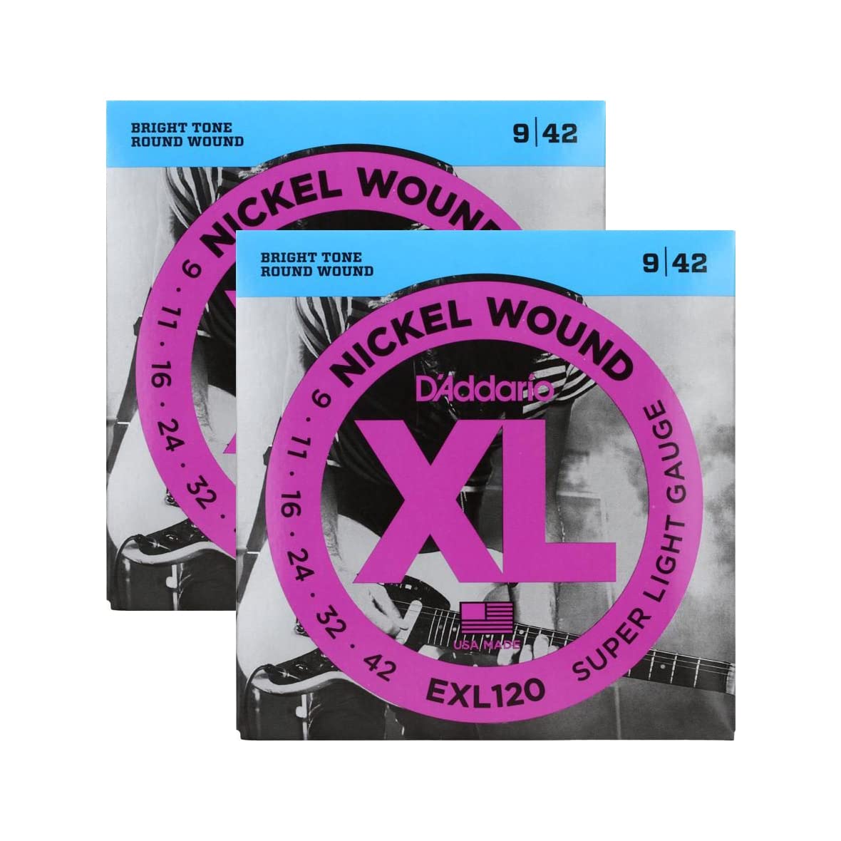 D'Addario EXL120 Super Light Nickel Wound Electric Guitar Strings 9-42 2 Pack - Deccan Retail