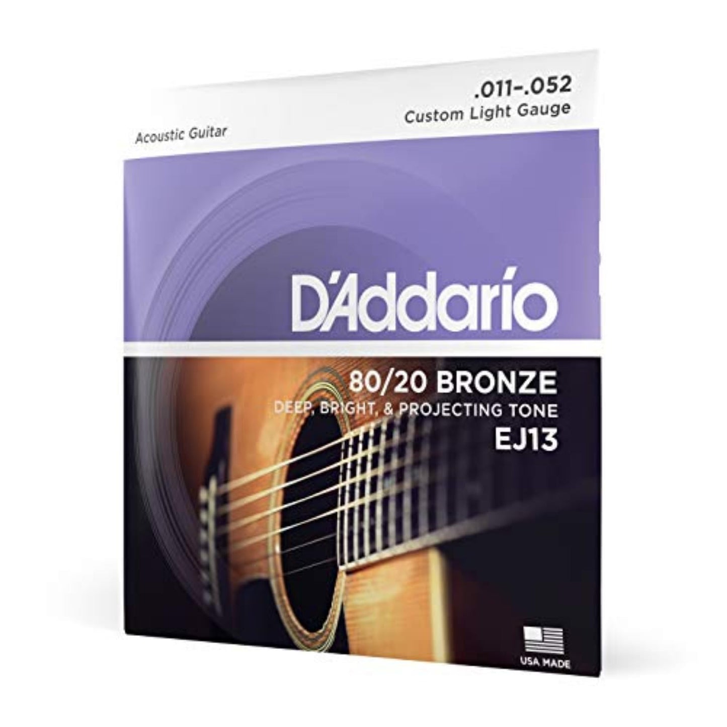 D'Addario EJ13 80/20 Bronze Acoustic Guitar Strings 11-52 Custom Light - Deccan Retail