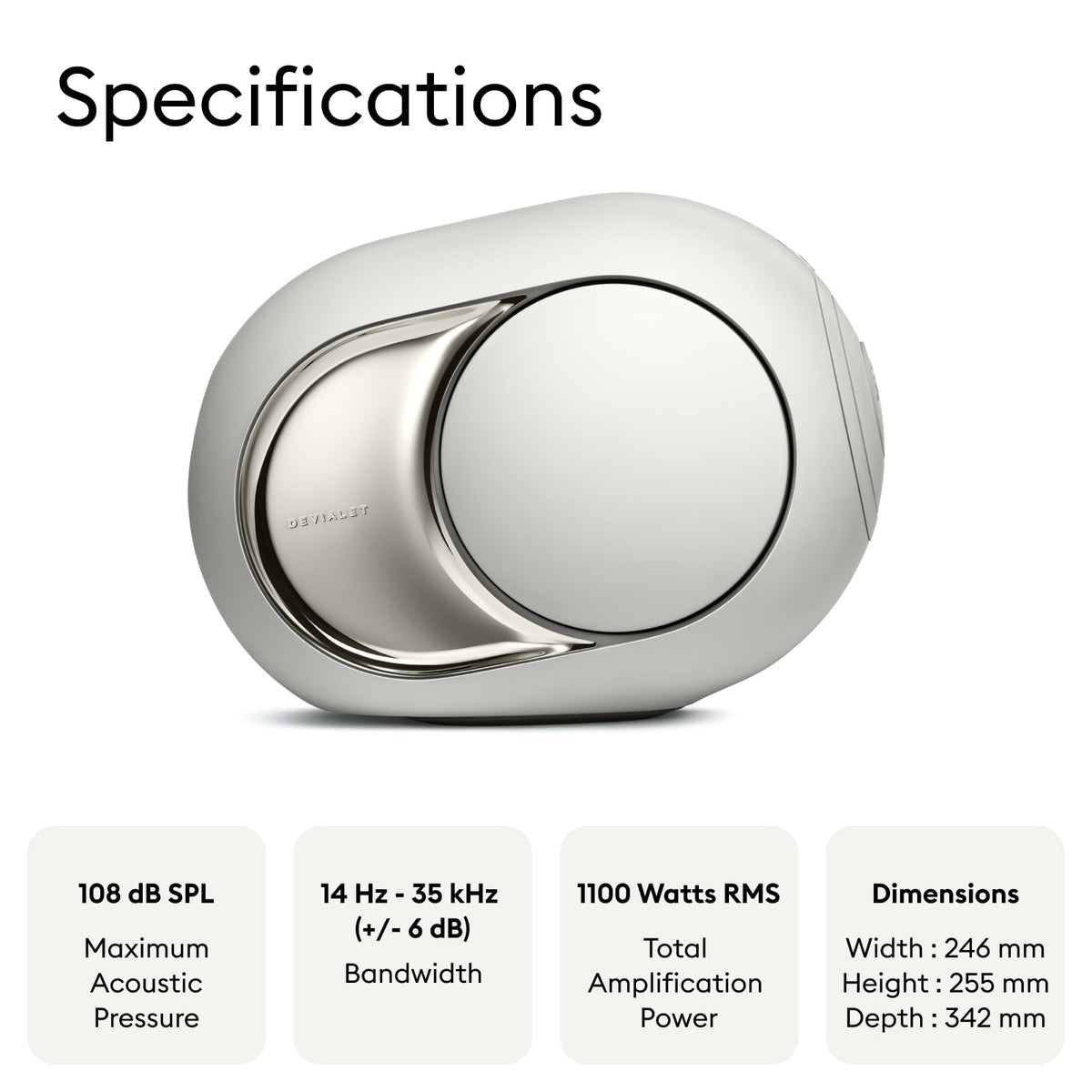 Devialet Phantom Ultimate 108 dB Bluetooth Speaker – Light Pearl