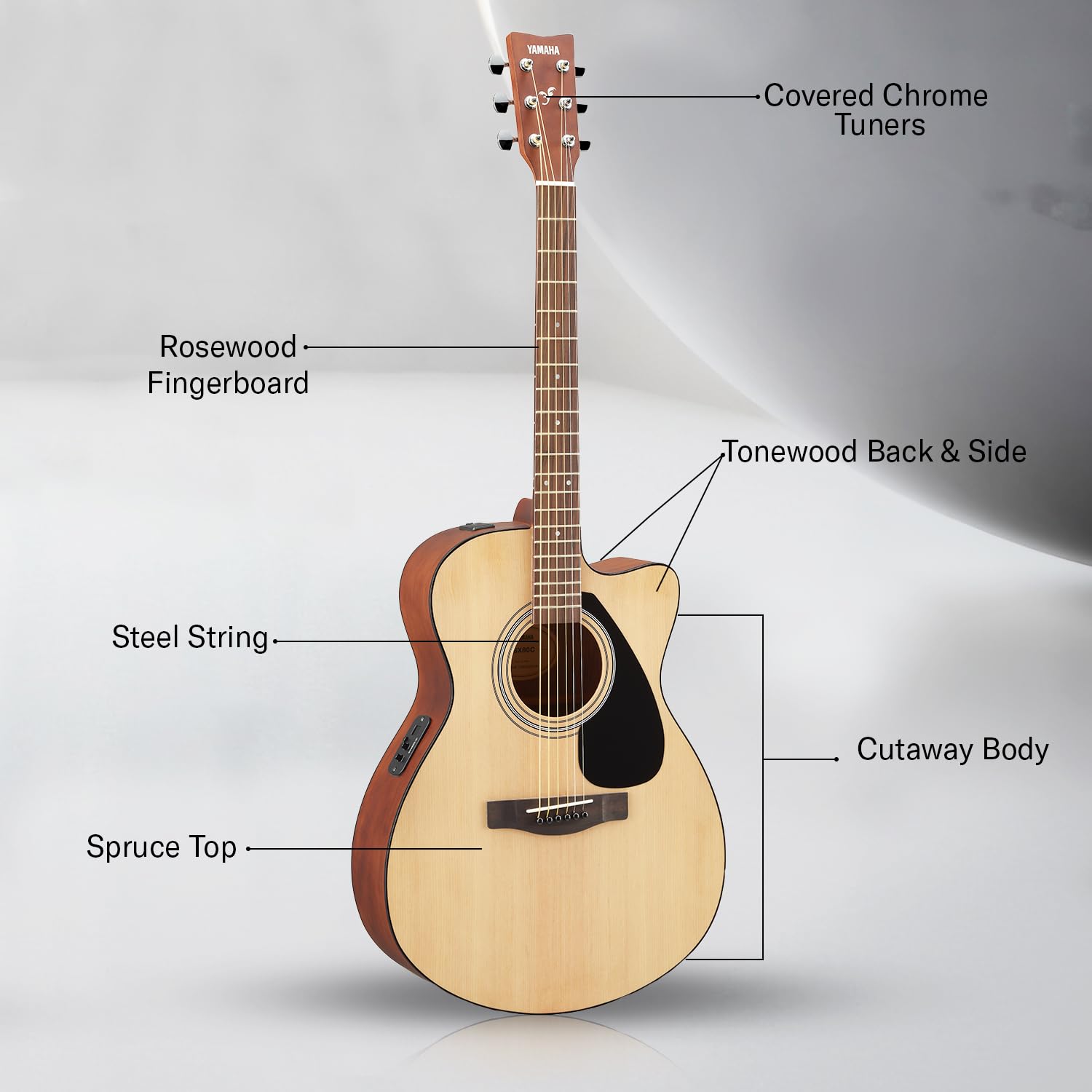 Yamaha FSX80C Semi-Acoustic Cutaway Guitar – Natural Finish - Deccan Retail