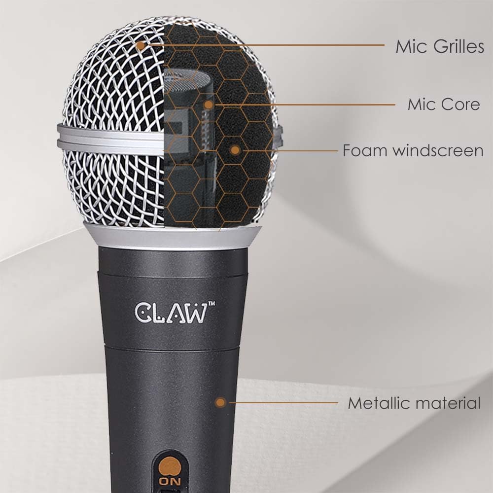 CLAW Raag MI58 Dynamic XLR Karaoke Wired Handheld Microphone with 16.4Ft Cable - Deccan Retail