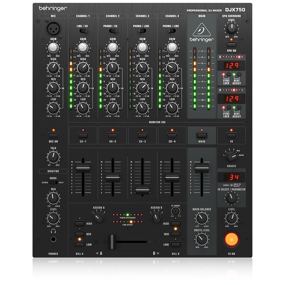 Behringer PRO MIXER DJX750 5-Channel DJ Mixer with Digital Effects & BPM Counter