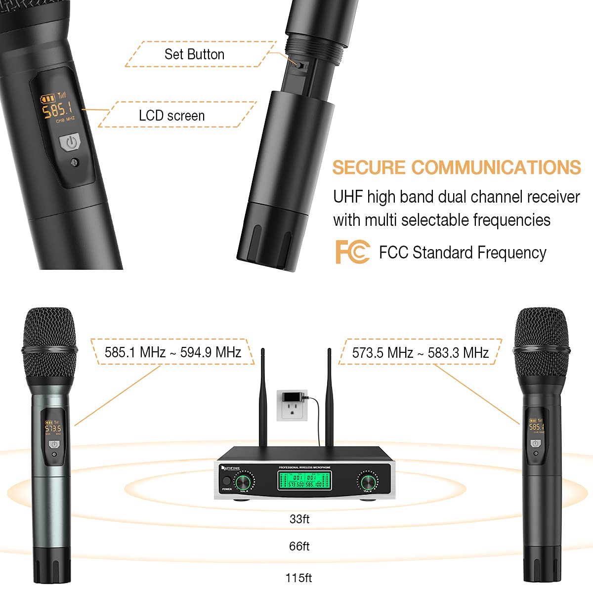 FIFINE K040 Wireless Mic System with 2 Handheld Microphones - Deccan Retail