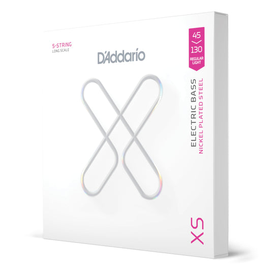 D'Addario Bass Guitar Strings, XS Coated Electric, XSB45130, Regular Light 45-130, 5-String Set, Pack of 1