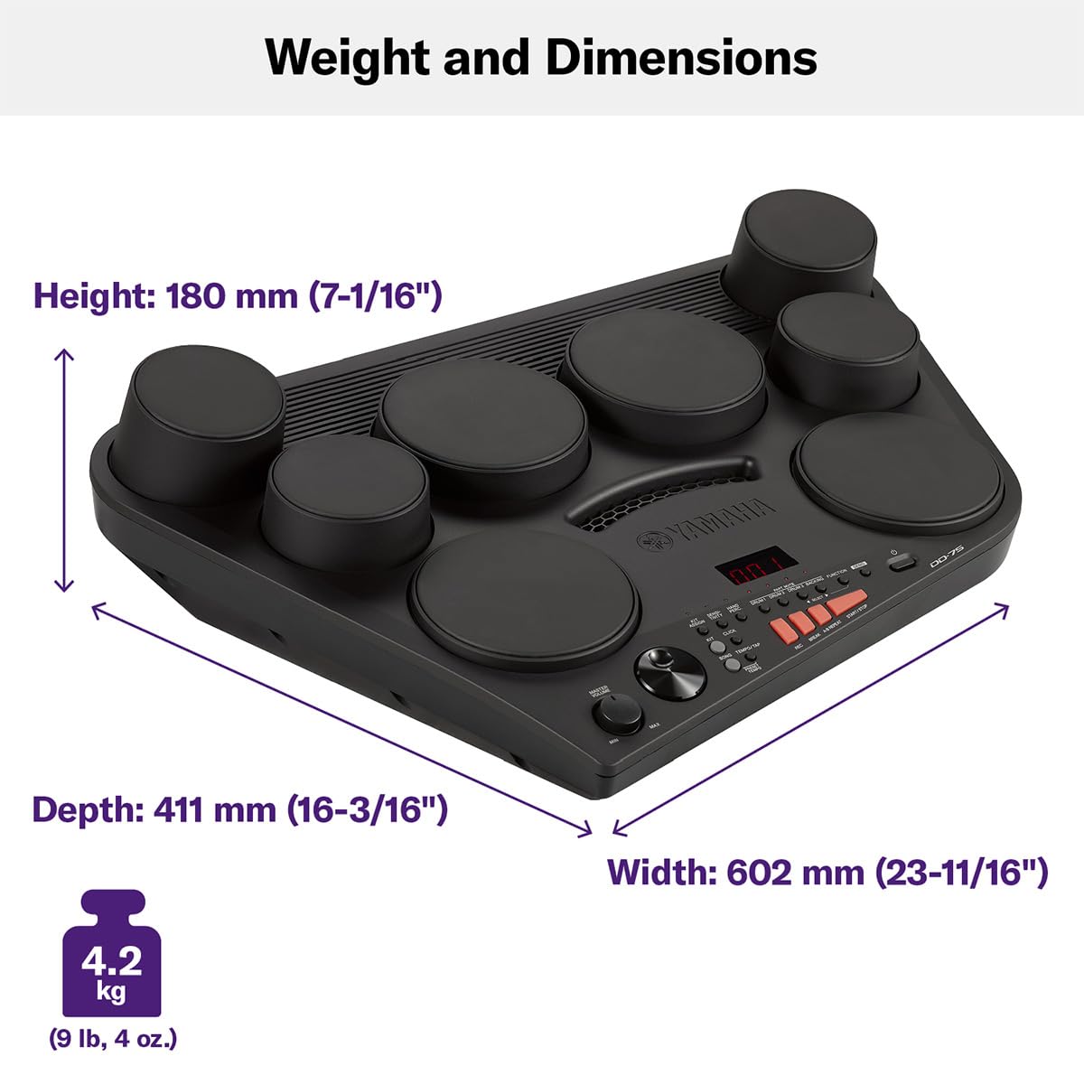 Yamaha DD75 Portable Digital Drums Package with 2 Pedals, Drumsticks - Power Supply Included - Deccan Retail