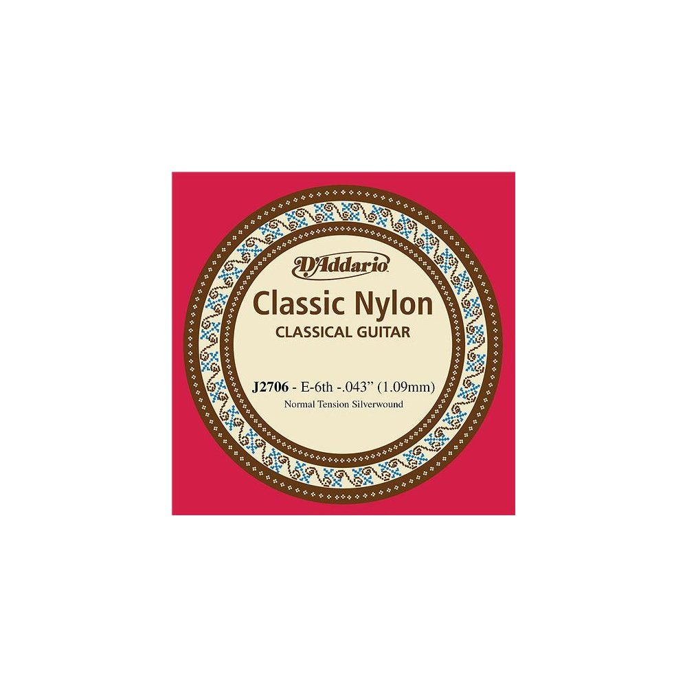 D'Addario Student Nylon Classical Guitar Single String Normal Tension Sixth String (J2706) - Deccan Retail