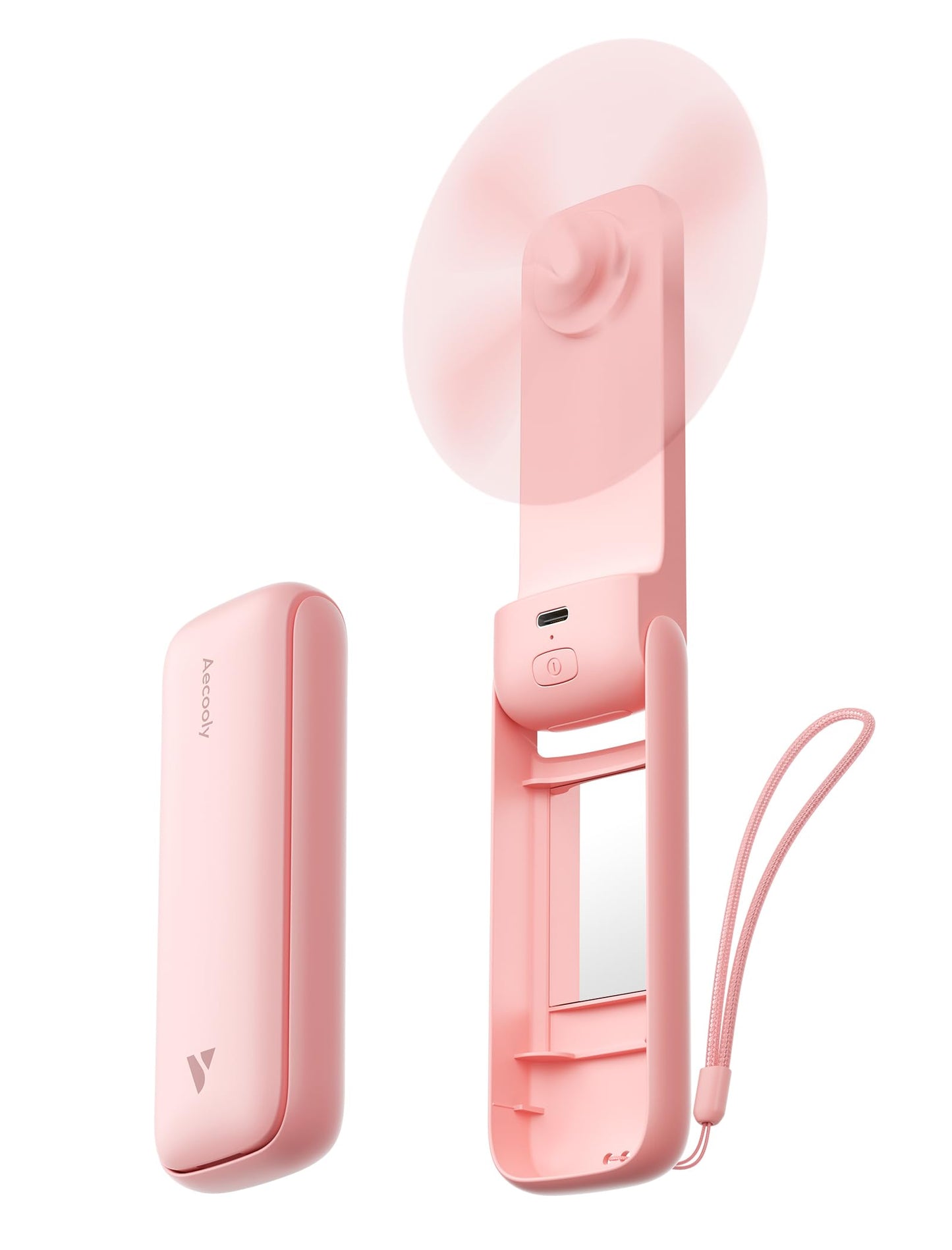 Aecooly Pocket-01 Slim Handheld Fan with Mirror - Pink - Deccan Retail