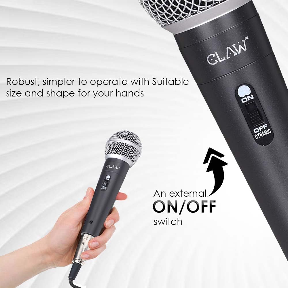 CLAW Alaap MI125 Dynamic XLR Karaoke Wired Handheld Microphone with 16.4Ft Cable - Deccan Retail