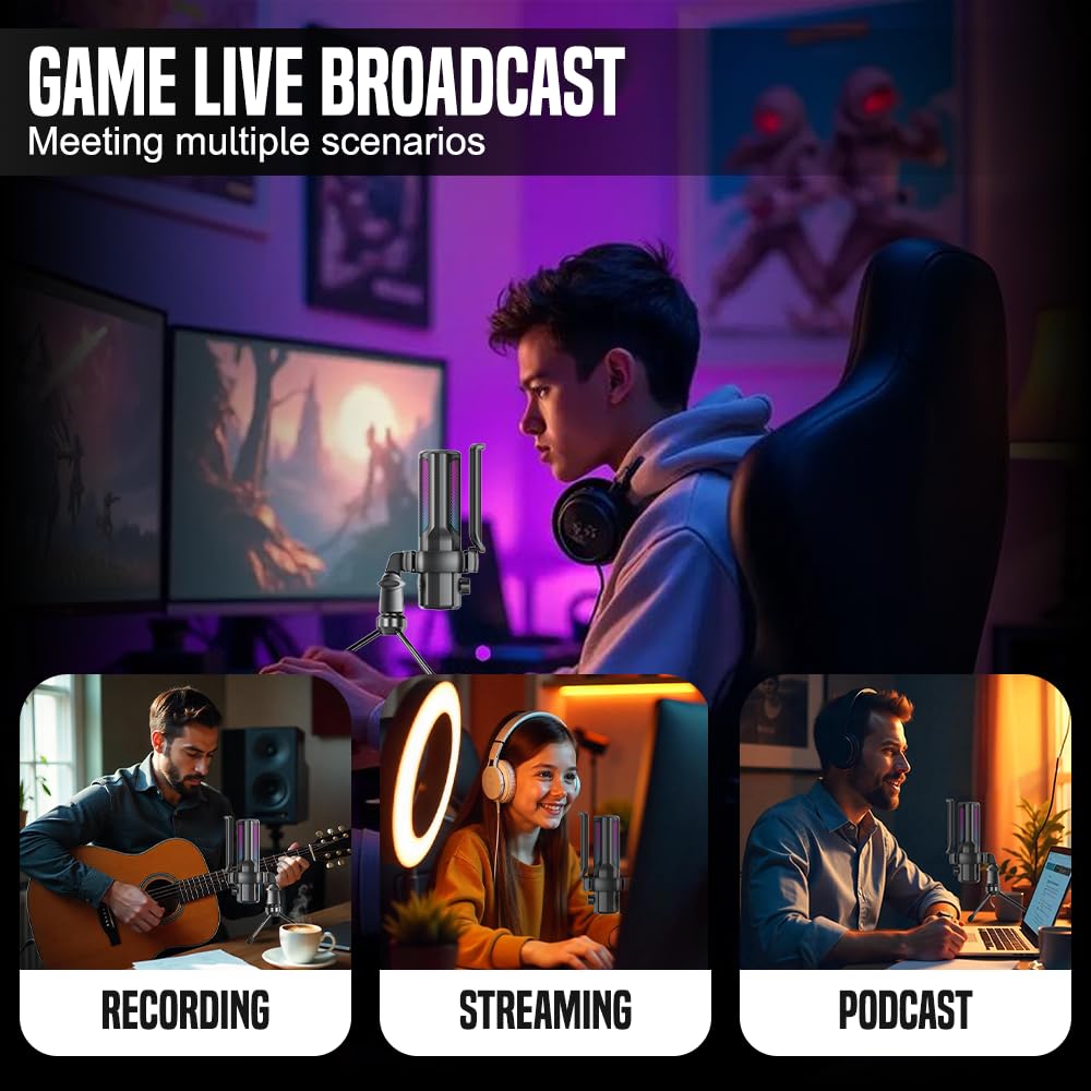 CLAW GM17 RGB Condenser Gaming Microphone with Cardioid & Tripod Stand - Deccan Retail