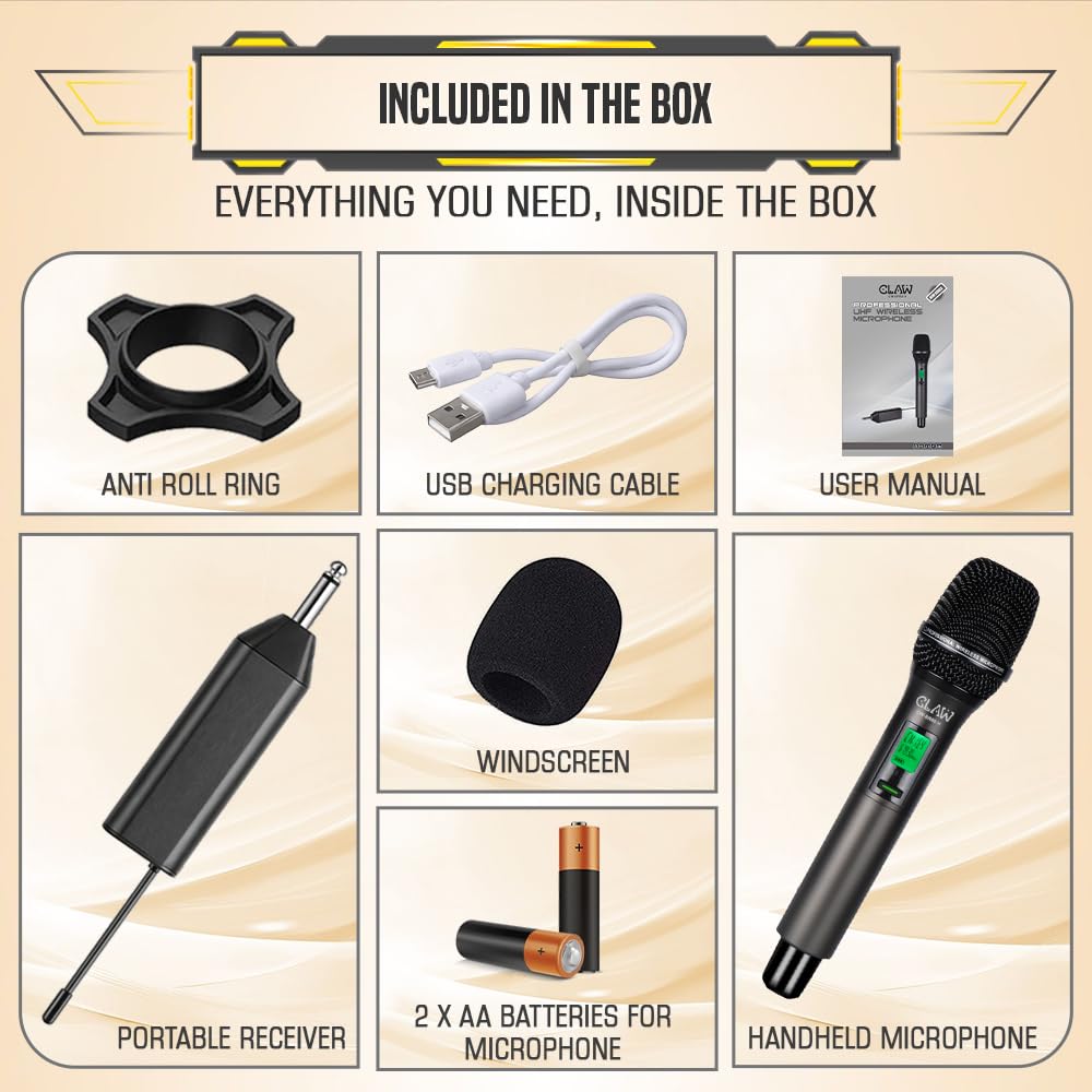 CLAW CW-SR50H UHF Wireless Dynamic Microphone – Plug & Play, 50m Range