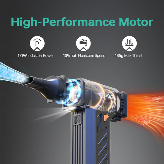 KiCA Electric Air Duster with LED Light Jet Fan Ultra - Black - Deccan Retail