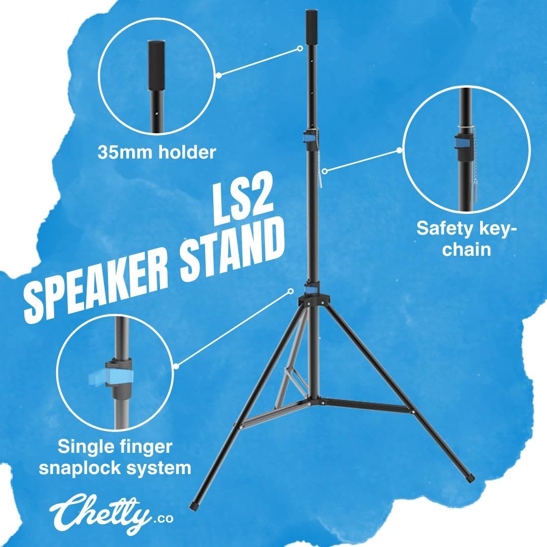 Chetty LS2 Heavy Duty Tripod Speaker Stand with Snaplock Technology - Deccan Retail