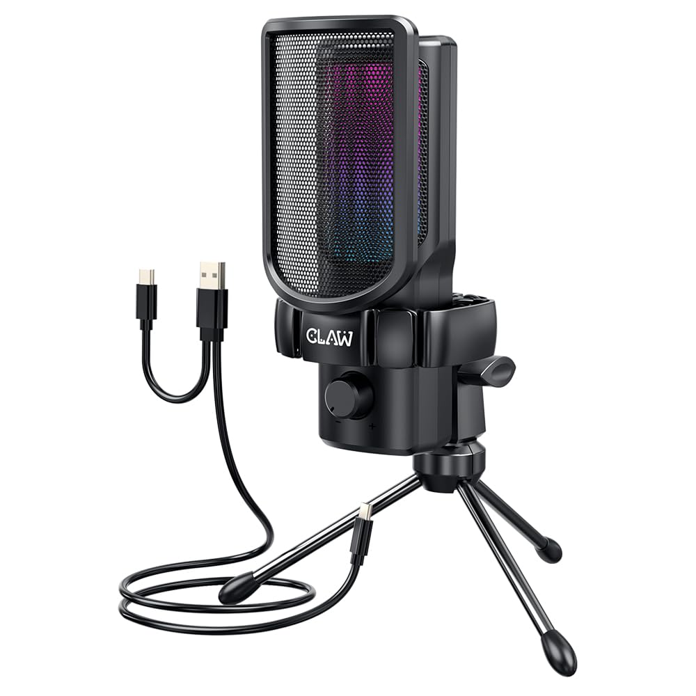 CLAW GM17 RGB Condenser Gaming Microphone with Cardioid & Tripod Stand - Deccan Retail