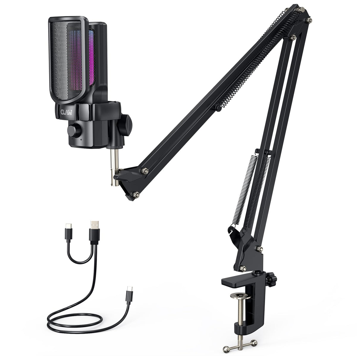 CLAW GM17 Kit RGB Condenser Gaming Microphone with Cardioid & Type-C Connectivity - Deccan Retail