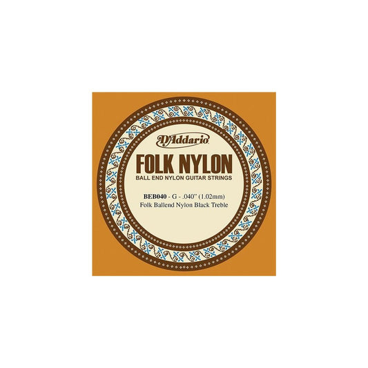 D'Addario Folk Nylon Guitar Single String Black Nylon Ball End .040 (BEB040) - Deccan Retail