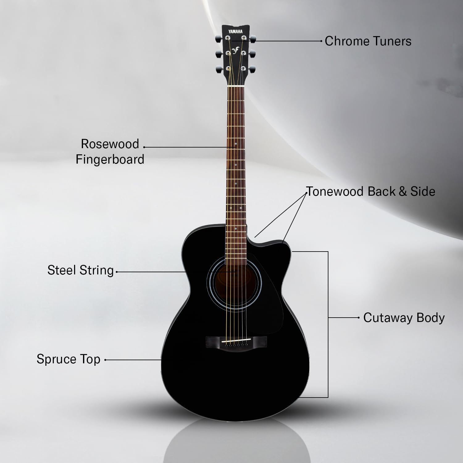 Yamaha FS80C Concert Cutaway Acoustic Guitar – Black - Deccan Retail