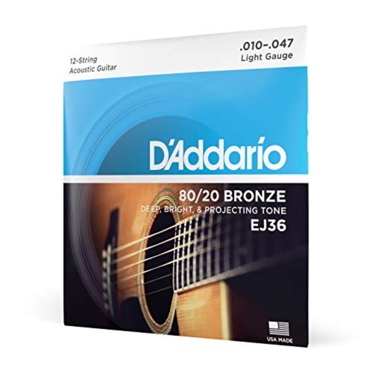 D'Addario EJ36 12-String Bronze Acoustic Guitar Strings Light 10-47 - Deccan Retail