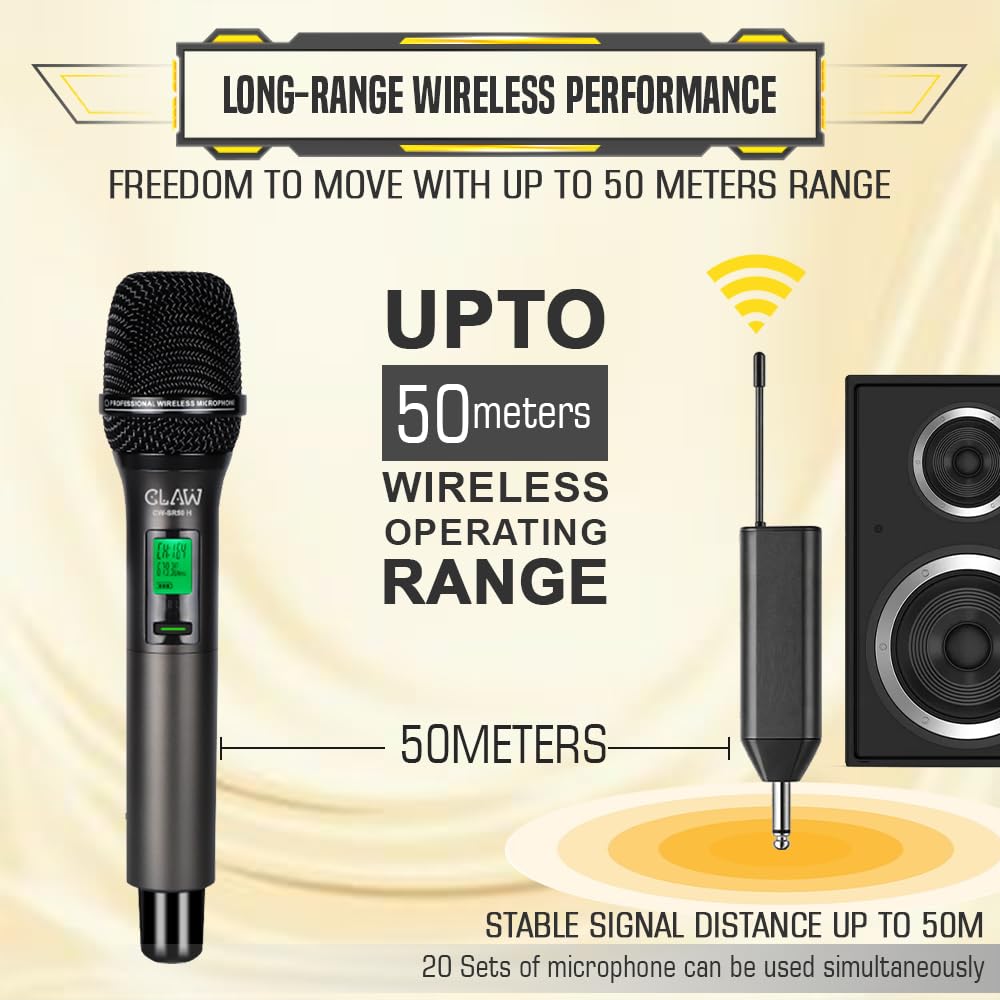 CLAW CW-SR50H UHF Wireless Dynamic Microphone – Plug & Play, 50m Range