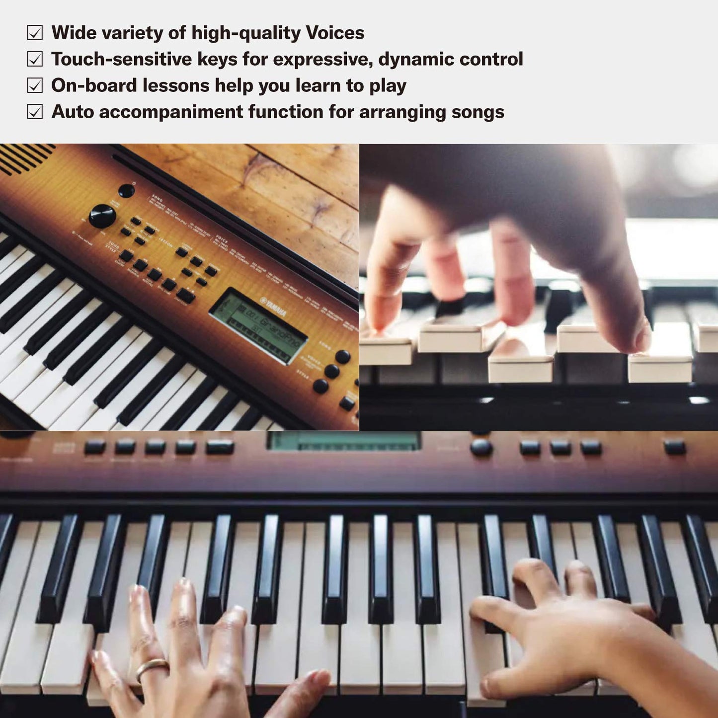 Yamaha PSR-E360DW Portable Keyboard – 61 Keys with Touch Sensitivity - Dark Walnut - Deccan Retail