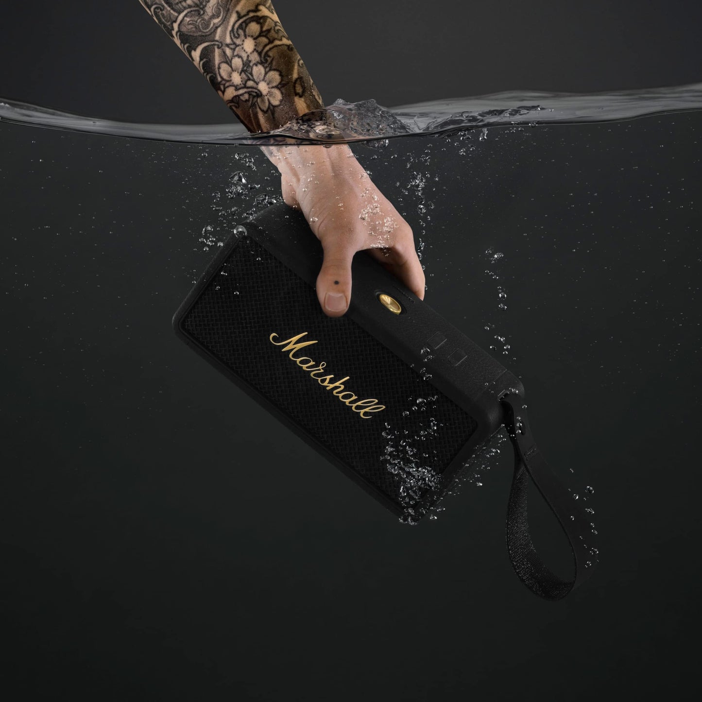 Marshall Middleton Portable Bluetooth Speaker – Black & Brass - Deccan Retail