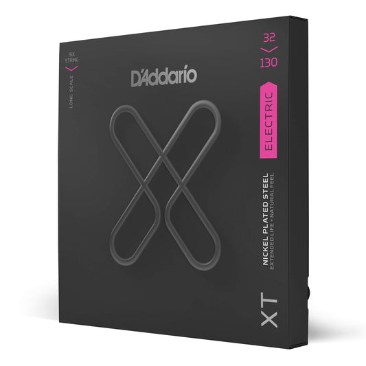 D'Addario Bass Guitar Strings - XT Nickel Coated Bass Strings - XTB32130 - Extended String Life with Natural Tone & Feel - For 6 String Bass Guitars - 32-130 Regular Light 6-String, Long Scale