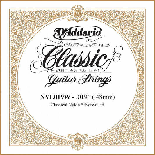 D'Addario Silver-Plated Copper Classical Single String .019 (NYL019W) - Deccan Retail