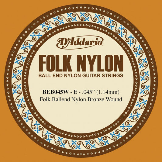 D'Addario Folk Nylon Guitar Single String Bronze Wound Ball End .045 (BEB045W) - Deccan Retail