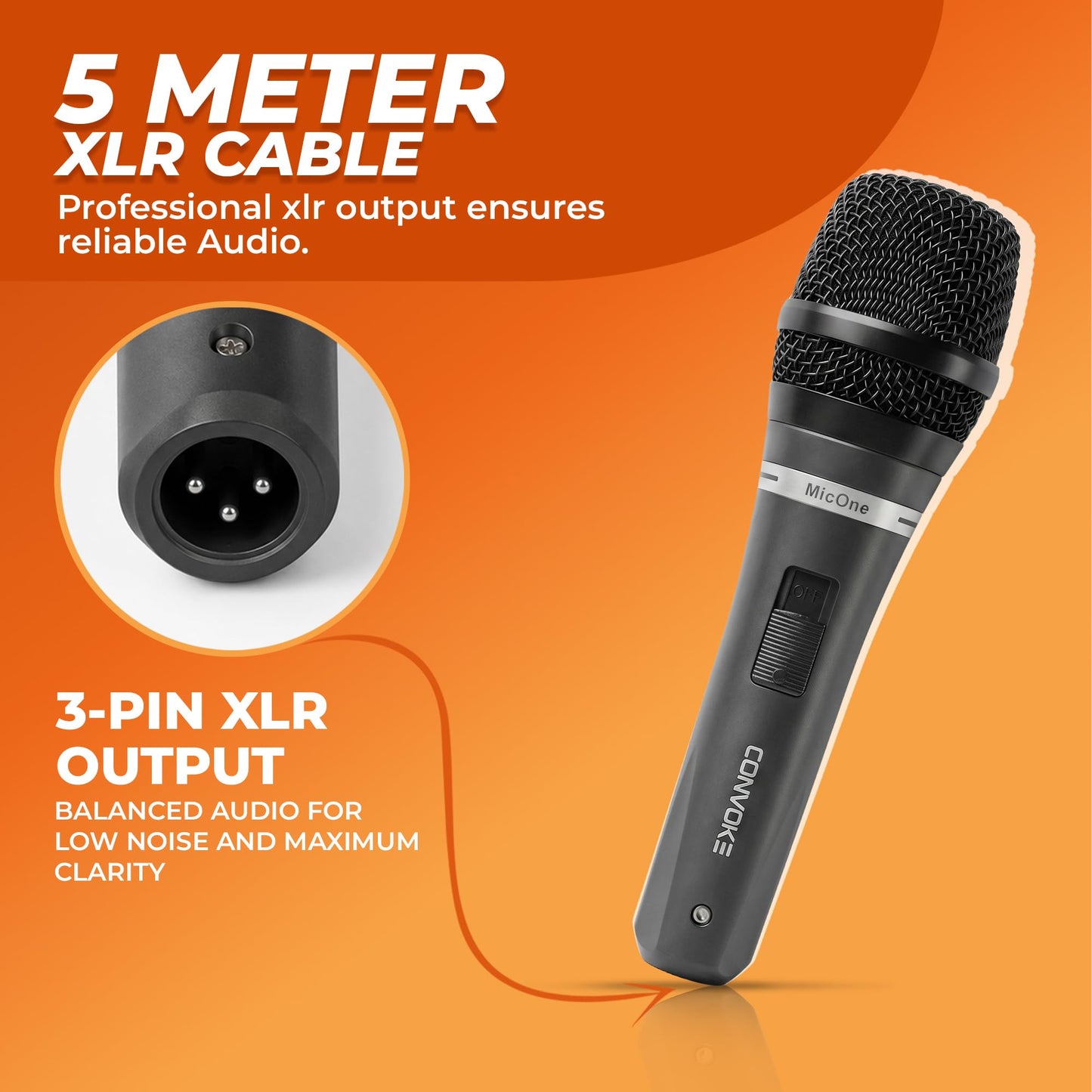 CONVOKE MICONE Professional Wired Dynamic Microphone with XLR Cable & Mic Clip