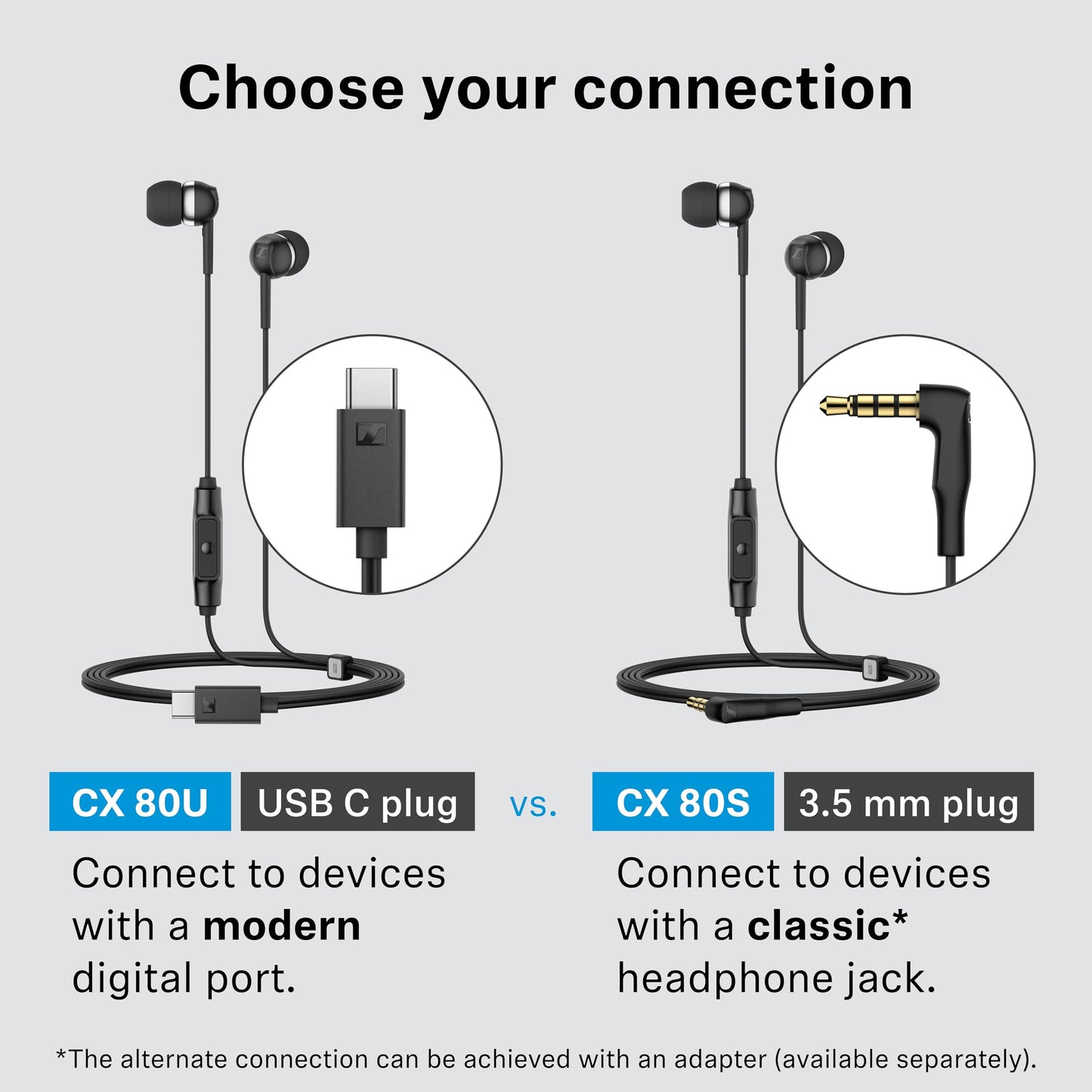 Sennheiser CX 80U USB-C Wired In-Ear Earphones – Black