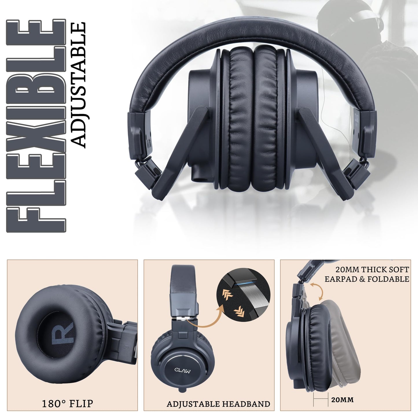 CLAW SM70 Studio Monitoring DJ Wired Over-Ear Headphones with 40mm Drivers - Deccan Retail