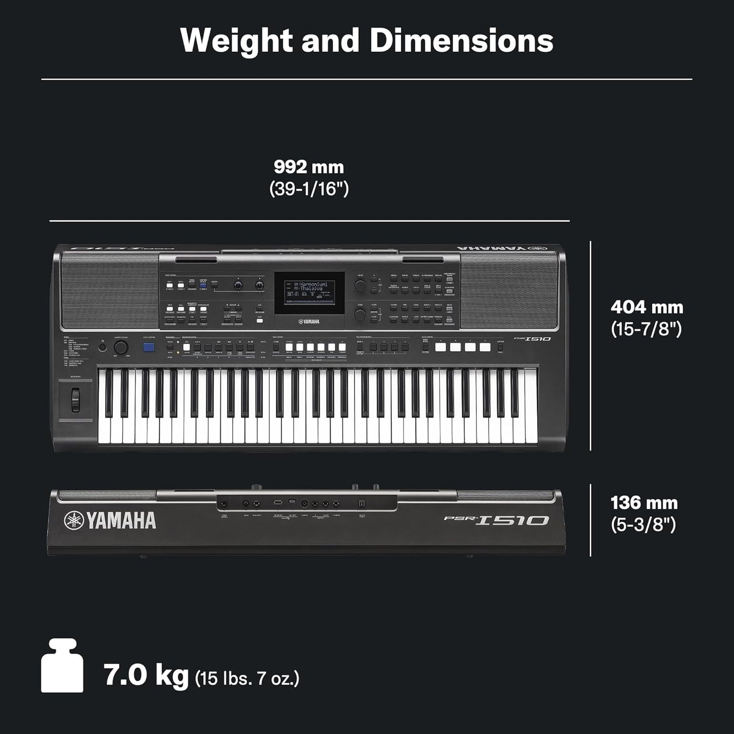 Yamaha PSR-I510 61-Key Portable Keyboard, Upgraded Version of PSR-I500, Indian & Western Tones, Enhanced Songs & Styles, Built-in Rhythms, Lesson Function, Power Adapter Included - Deccan Retail