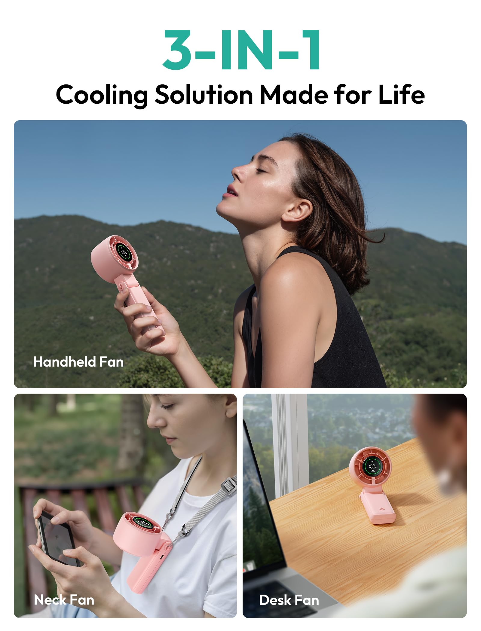 Aecooly Versatile Fan Halo-02 5000mAh – Pink - Deccan Retail