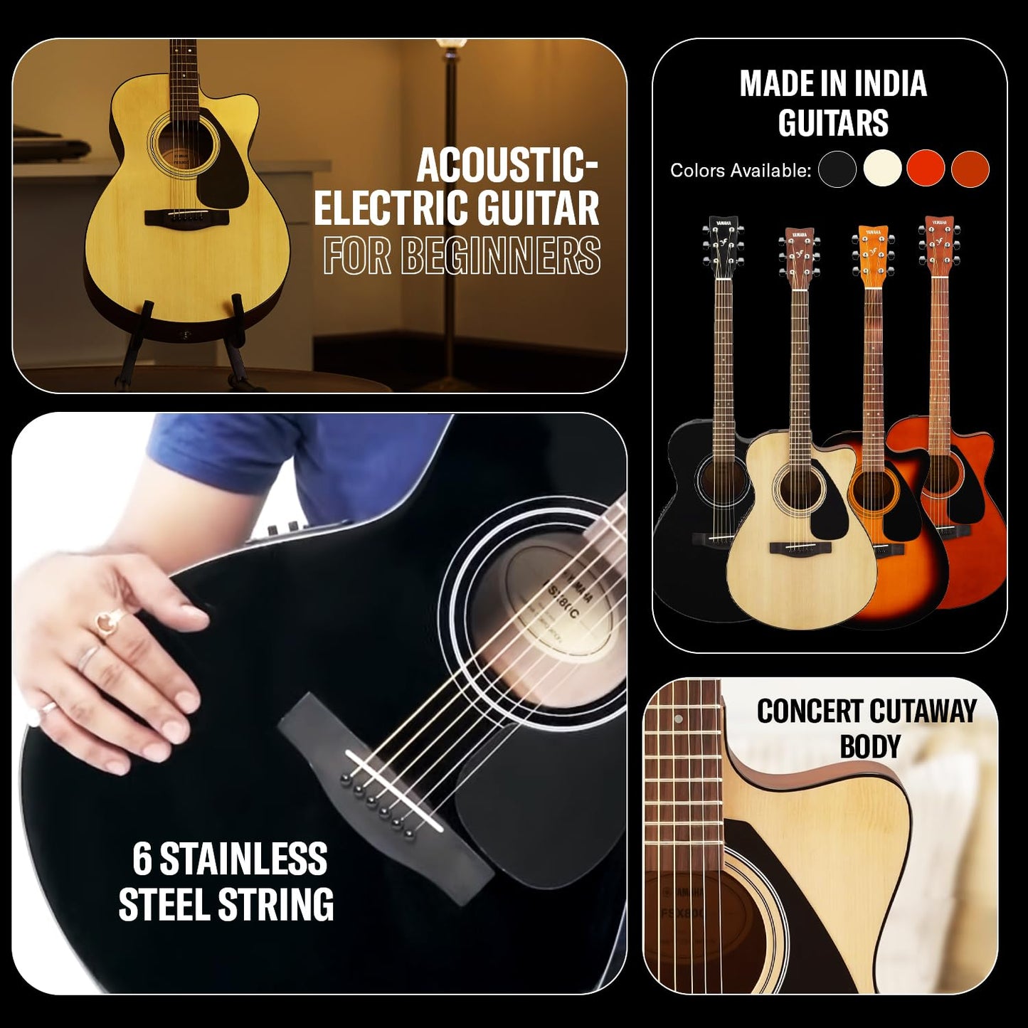 Yamaha FSX80C Semi-Acoustic Cutaway Guitar – Black Finish - Deccan Retail