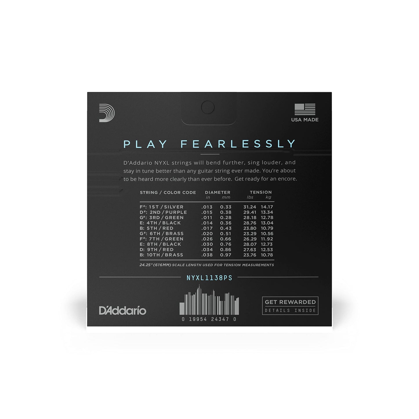 D'Addario NYXL Nickel Wound Pedal Steel Guitar Strings Regular Light 11-38 (NYXL1138PS) - Deccan Retail