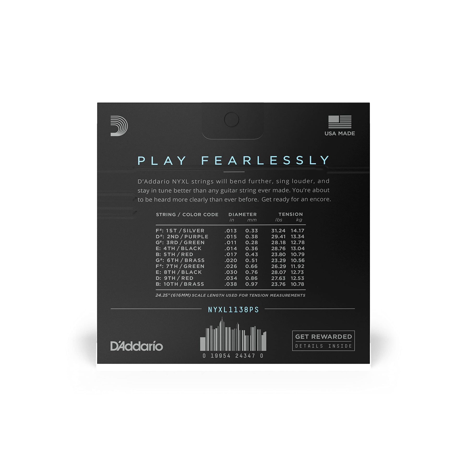D'Addario NYXL Nickel Wound Pedal Steel Guitar Strings Regular Light 11-38 (NYXL1138PS) - Deccan Retail