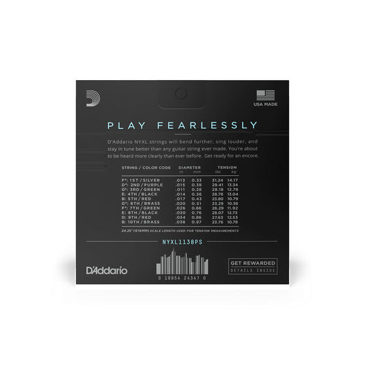 D'Addario NYXL Nickel Wound Pedal Steel Guitar Strings Regular Light 11-38 (NYXL1138PS) - Deccan Retail