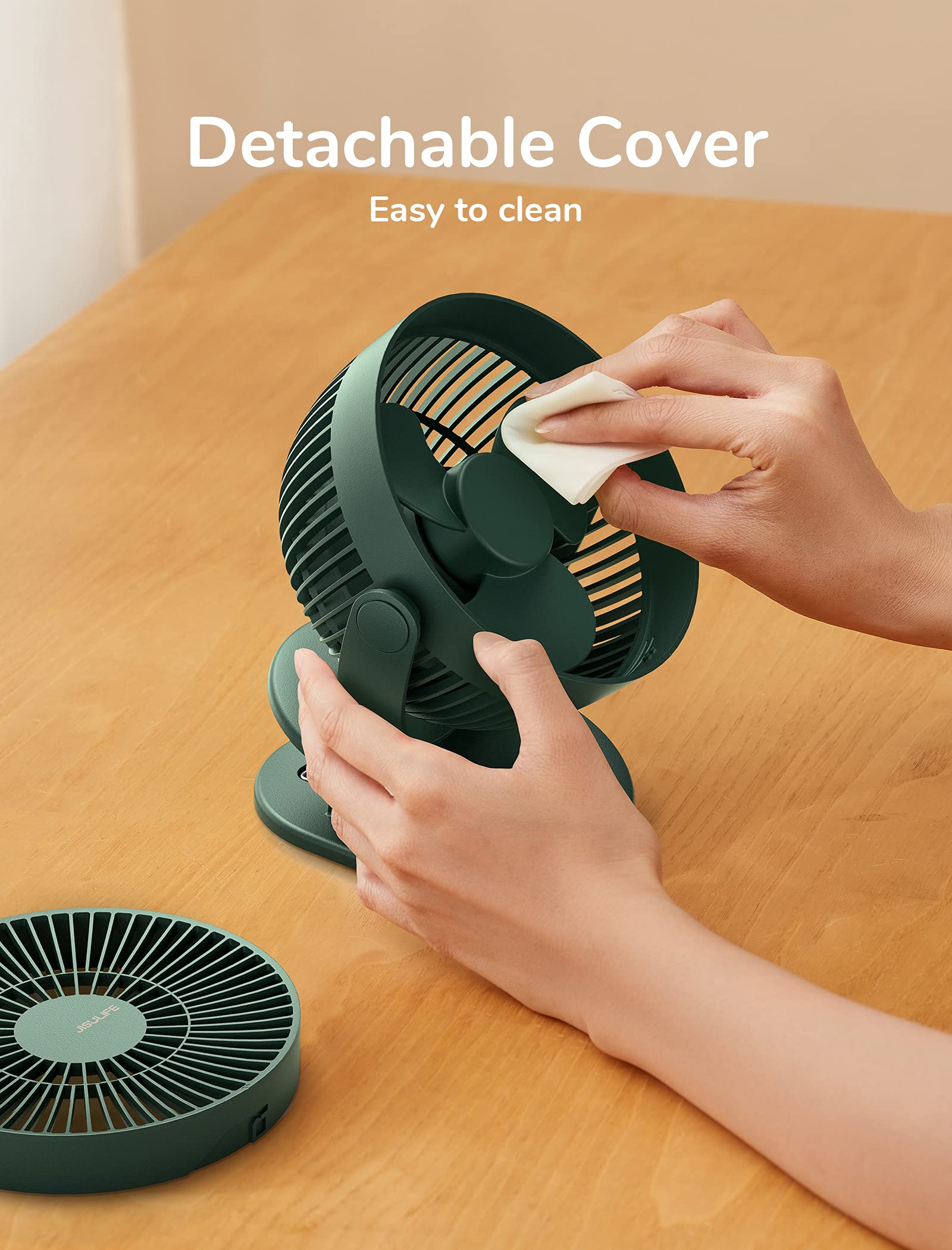 JISULIFE Mini Clip Fan, 4000mAh - Green - Deccan Retail